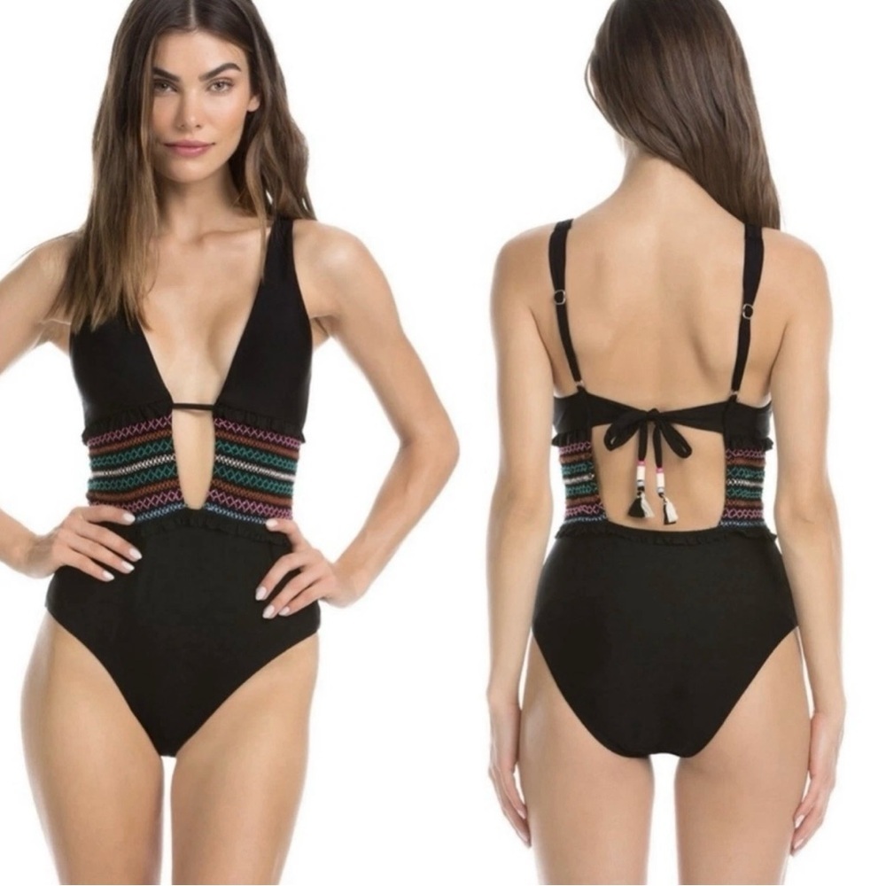 Isabella Rose Crystal Cove Smocked One Piece Swimsuit NWT Small $160 Retail